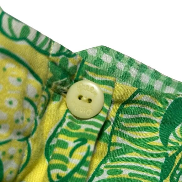 Vintage Lilly Pulitzer 🐸 Frog Print Green Yellow Ankle Pants High Rise Cropped - Picture 8 of 16